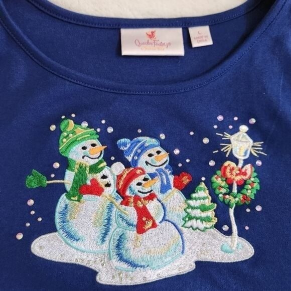 Quacker Factory Oh Holy Night Long Sleeve Top Crew Neck Long Sleeve T-Shirt - Picture 12 of 13